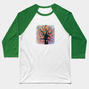 Abstract Neural Network Tree with Vibrant Synapses Baseball T-Shirt